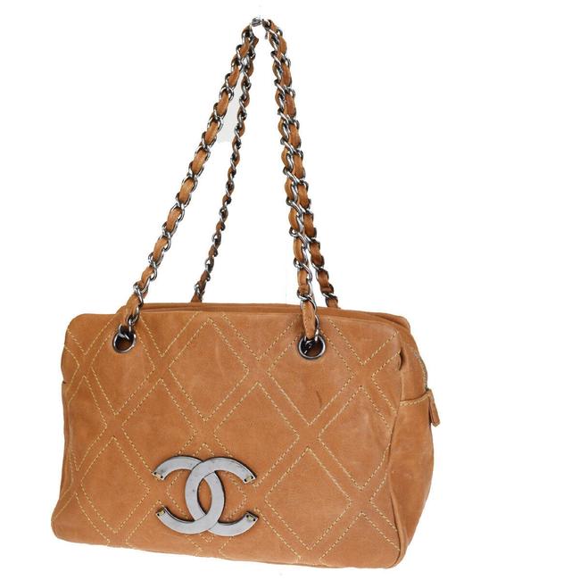 Chanel Cc Logos Quilted Chain Italy Brown Leather Shoulder Bag 