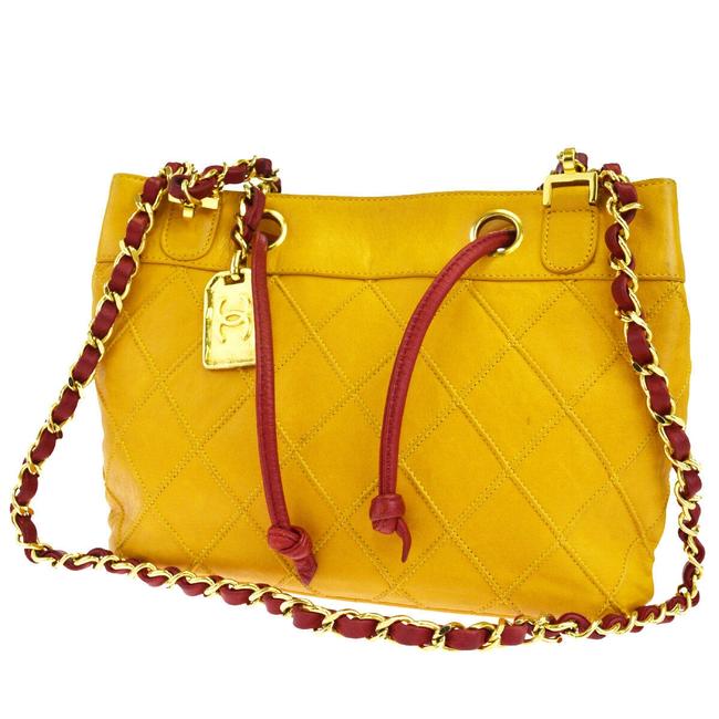 Chanel Cc Logos Quilted Chain Other Red Leather Shoulder Bag 