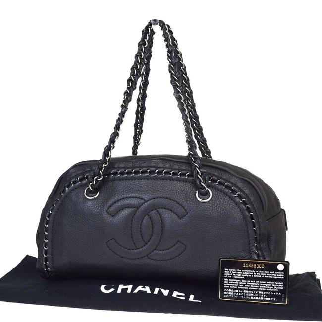 Chanel Cc Luxury Line Chain Italy Black Leather Shoulder Bag 