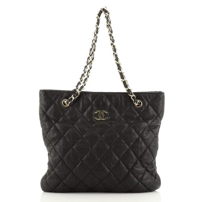 Chanel Cc Open Chain Tote Quilted Calfskin Medium Shoulder Bag 