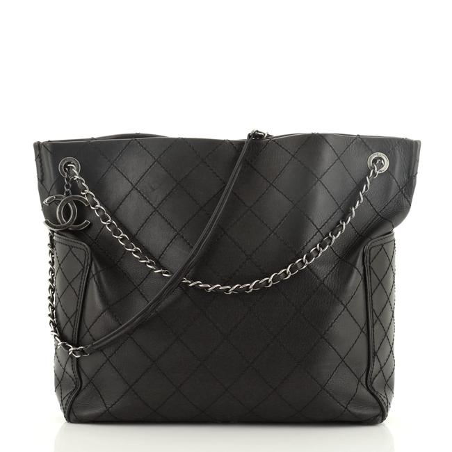 Chanel Cc Pocket Quilted Calfskin Large Black Lambskin Leather Shoulder Bag 