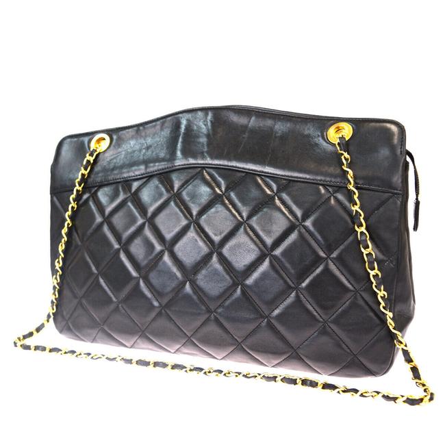 Chanel Cc Quilted Chain Black Leather Shoulder Bag 