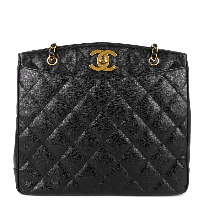 Chanel Cc Turnlock Caviar Black Leather Shoulder Bag 