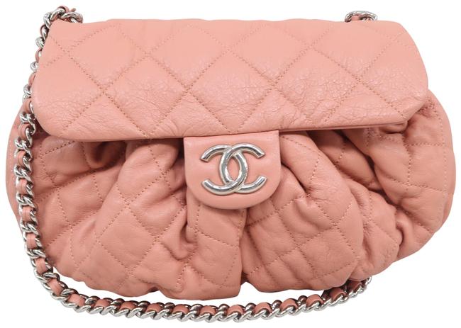 Chanel Chain Around Medium Coral Calfskin Leather Shoulder Bag 