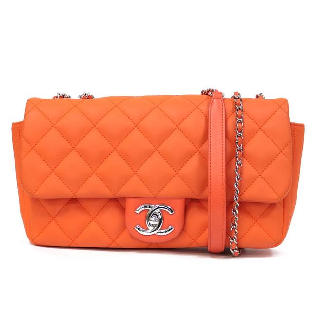 Chanel Chain Coco Mark Cc Rain Cover Matasse Green Orange Shoulder Bag 