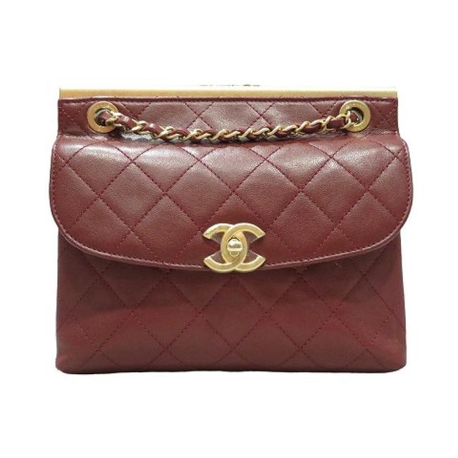 Chanel Chain Ladies Bicolor A50925 Black Red Color Wine Leather Shoulder Bag 
