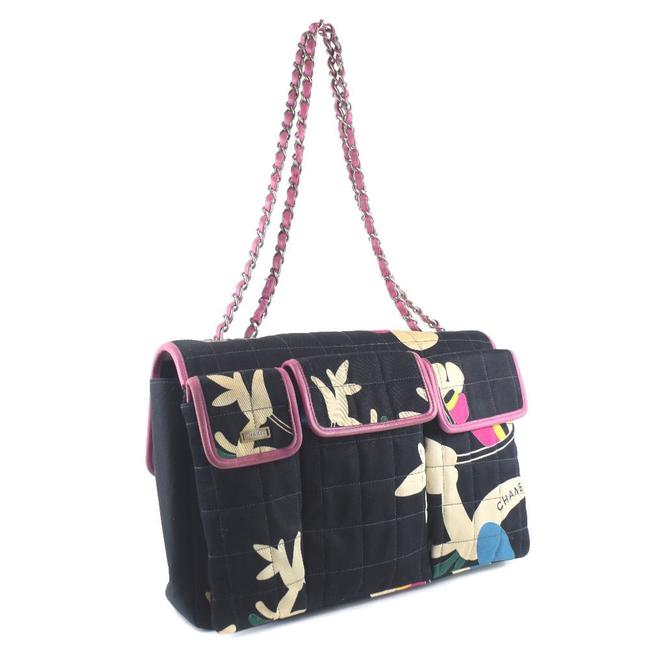 Chanel Chain Ladies Black Canvas Shoulder Bag 