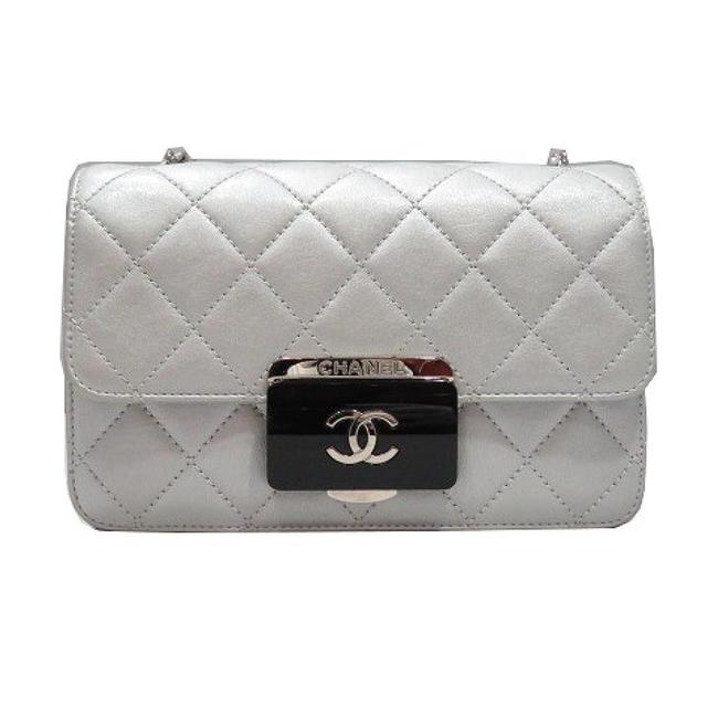 Chanel Chain Ladies Silver Leather Shoulder Bag 
