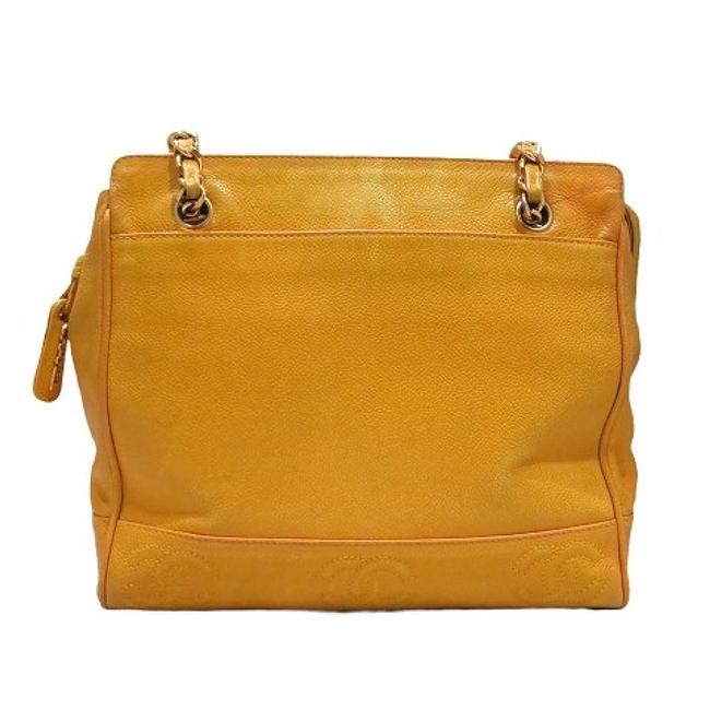 Chanel Chain Ladies Skin Yellow Caviar Leather Shoulder Bag 
