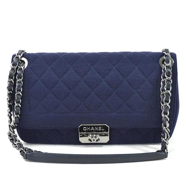 Chanel Chain Matrasse Ladies 97899b Navy Jersey Shoulder Bag 
