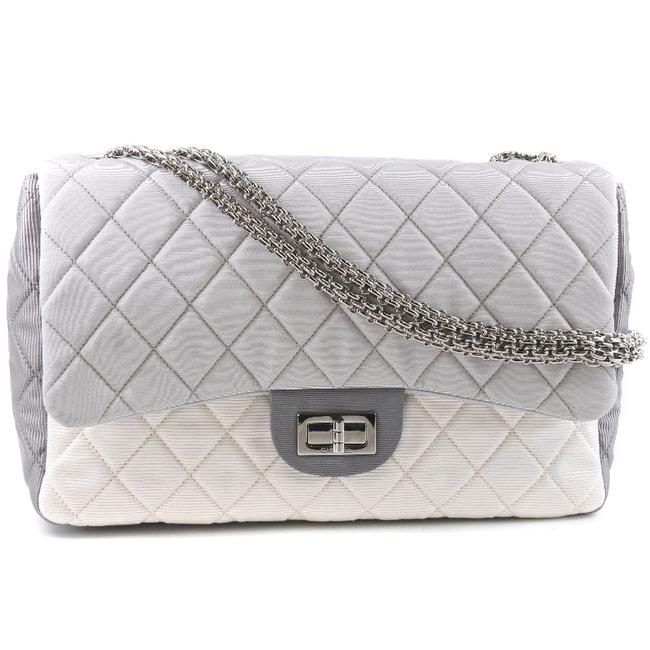 Chanel Chain Matrasse Ladies Gray White Canvas Shoulder Bag 