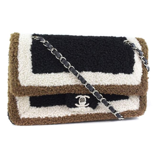 Chanel Chain Mouton Ladies Black Brown Shoulder Bag 