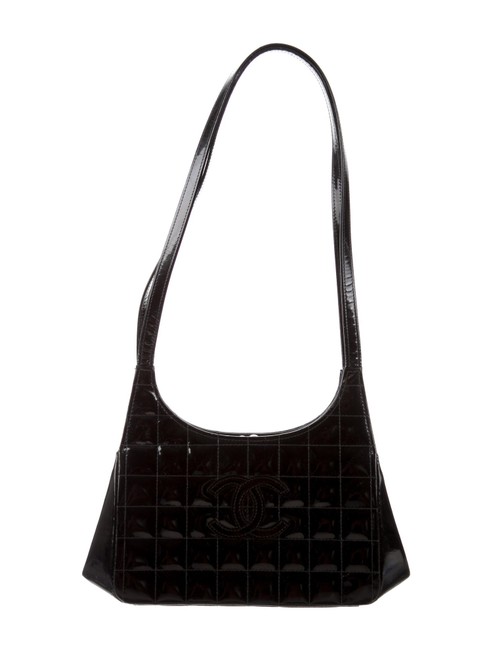 Chanel Chocolate Bar Black Patent Leather Shoulder Bag 