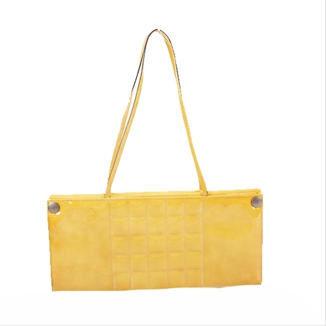 Chanel Chocolate Bar Women's Beige Patent Leather Shoulder Bag 