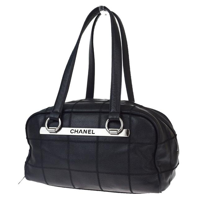 Chanel Chocolate Black Caviar Skin Leather Shoulder Bag 
