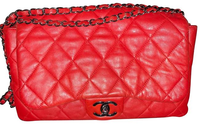 Chanel Handbag Classic Blood Orange Leather Shoulder Bag 