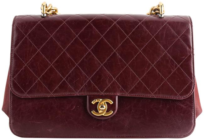 Chanel Classic Burgundy Distressed Quilted Flap Red Leather Shoulder Bag 