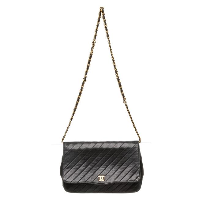Chanel Classic Calfskin Vintage Quilted Flap Black Leather Shoulder Bag 