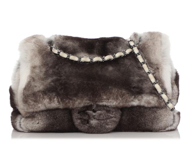Chanel Chinchilla Flap Gray Fur Shoulder Bag 