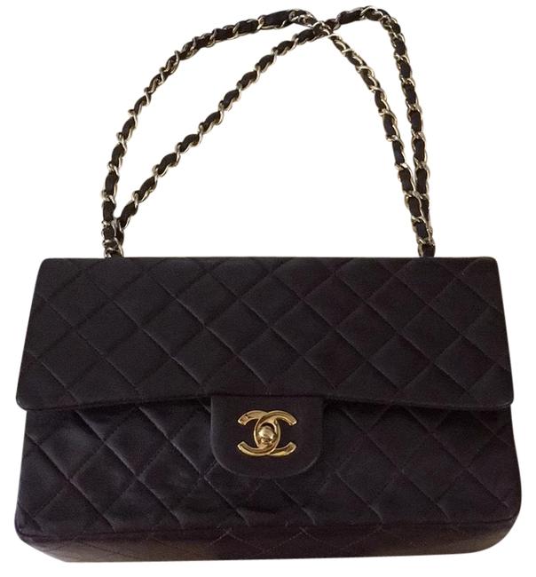 Chanel Double Flap Classic Quilted Dark Brown Lambskin Leather Shoulder Bag 