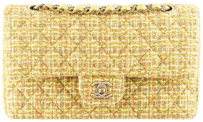 Chanel Classic Flap 255 Reissue Fall 2014 15 Yellow Tweed Shoulder Bag 