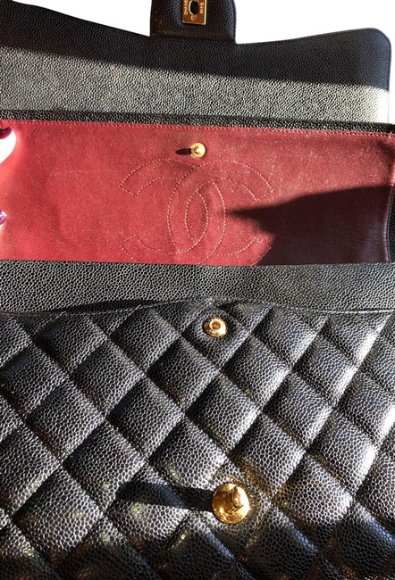 Chanel Classic Flap Black Calfskin Leather Shoulder Bag 