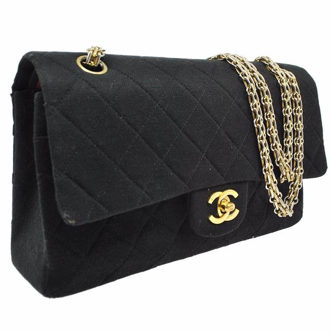 Chanel Classic Flap Black Canvas Shoulder Bag 