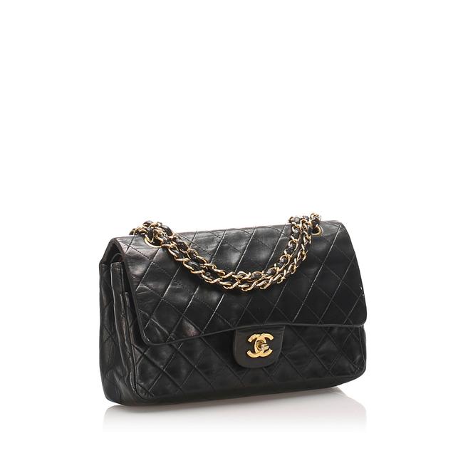 Chanel Classic Flap Black Lambskin Leather Shoulder Bag 