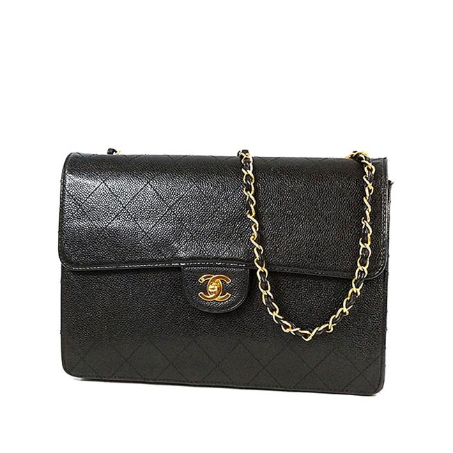 Chanel Classic Flap Black Leather Shoulder Bag 
