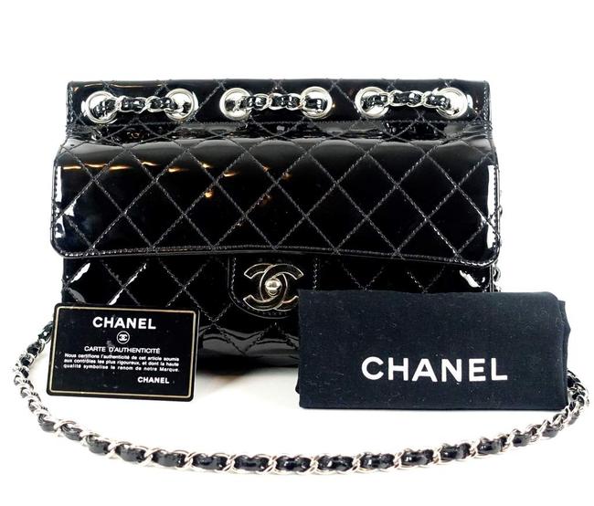 Chanel Classic Flap Black Patent Leather Shoulder Bag 