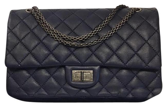 Chanel Classic Flap Blue Leather Shoulder Bag 