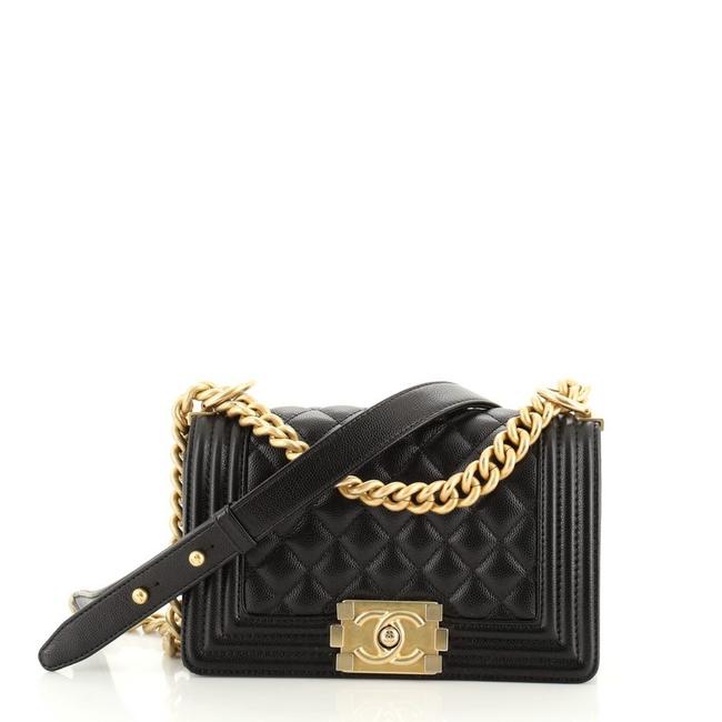 Chanel Classic Flap Boy Quilted Caviar Small Black Leather Shoulder Bag 