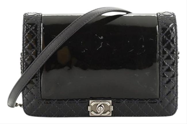 Chanel Classic Flap Boy Reverso Small Blue Patent Leather Shoulder Bag 