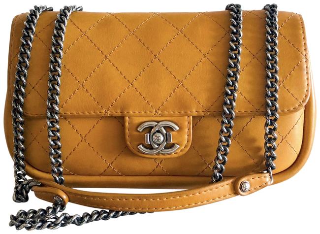 Chanel Classic Flap Calf Single Brown Calfskin Leather Shoulder Bag 