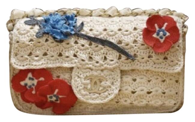 Chanel Classic Flap Camellia Crochet Shoulder Bag 