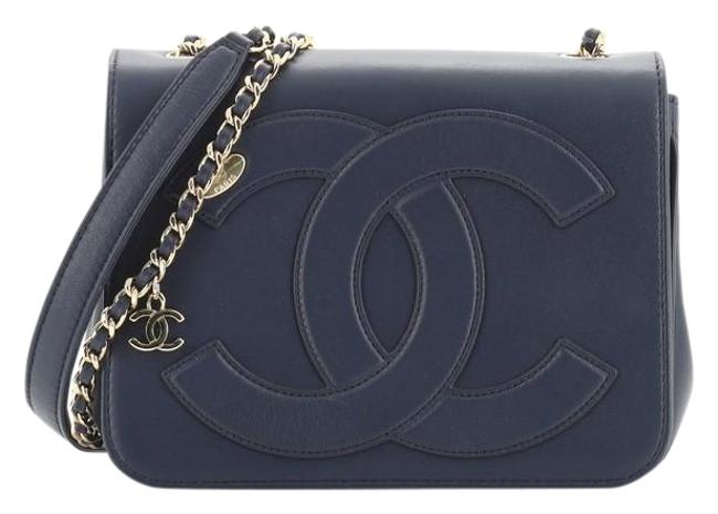 Chanel Classic Flap Cc Mania Lambskin Small Blue Leather Shoulder Bag 