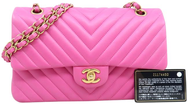 Chanel Classic Flap Chevron Medium Hotpink Lambskin Shoulder Bag 