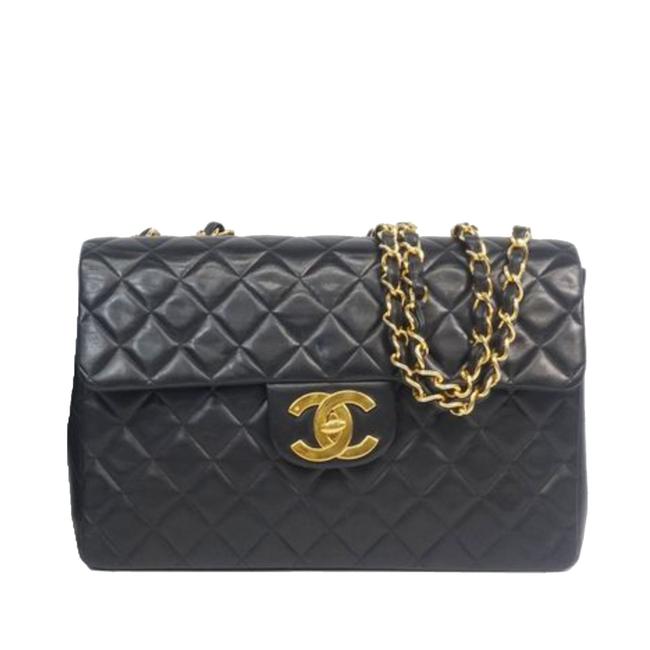 Chanel Classic Flap Classic Maxi Single Black Lambskin Leather Shoulder Bag 
