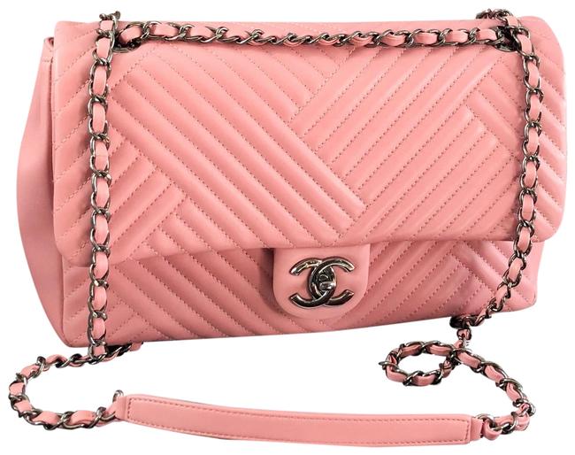 Chanel Classic Flap Crossing Chevron Lambskin Large Shoulder Bag 