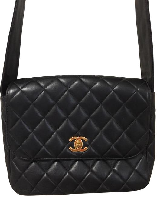 Chanel Classic Flap Cuir Agneau Doublure Black Leather Quilted Satchel 