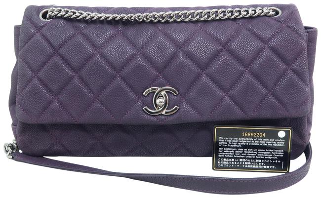 Chanel Classic Flap Deep Purple Caviar Shoulder Bag 