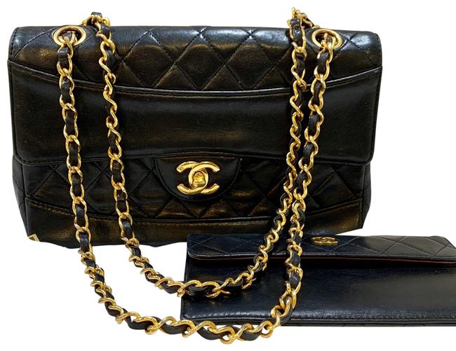 Chanel Classic Flap Diana Black Lambskin Leather Shoulder Bag 