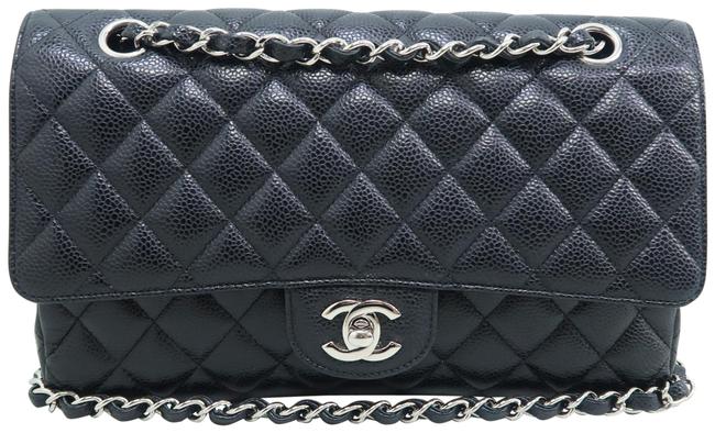 Chanel Classic Flap Double Medium Cf Black Caviar Shoulder Bag 