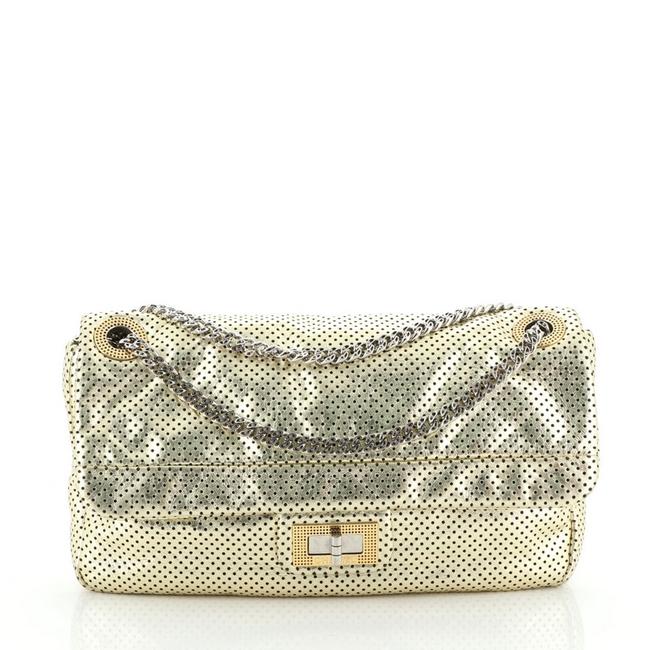 Chanel Classic Flap Drill Perforated Medium Gold Leather Shoulder Bag 