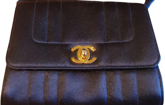 Chanel Classic Flap Evening Black Satin Shoulder Bag 