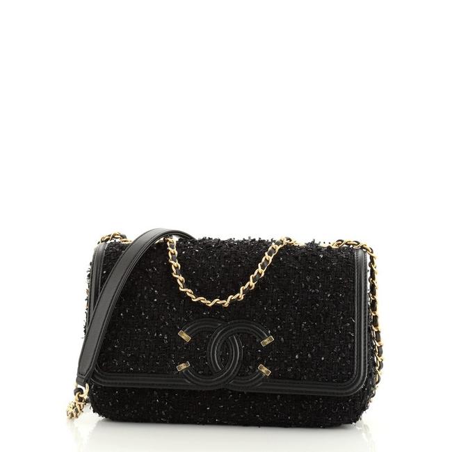 Chanel Classic Flap Filigree Quilted Tweed Small Shoulder Bag 