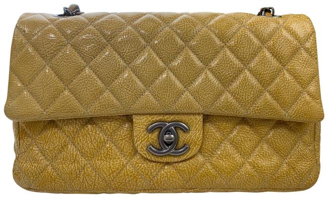 Chanel Classic Flap Gold Patent Leather Shoulder Bag 