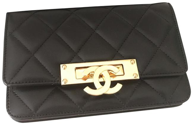 Chanel Classic Flap Golden Class Big Cc Black Lambskin Leather Shoulder Bag 