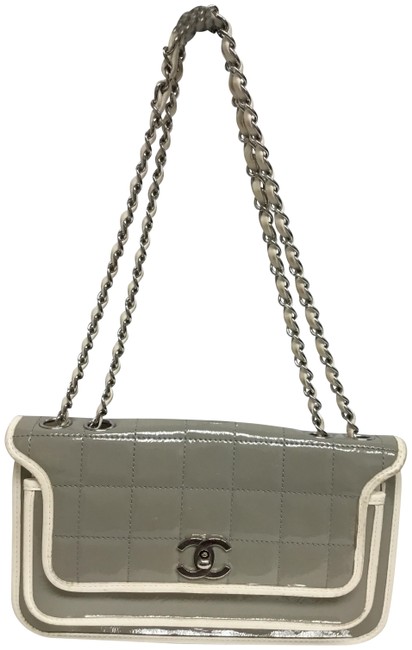 Chanel Classic Flap Grey Patent Leather Shoulder Bag 