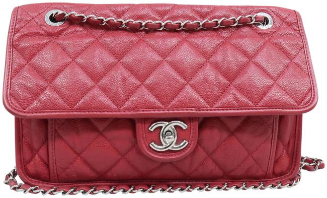 Chanel Classic Flap In Red Caviar Shoulder Bag 